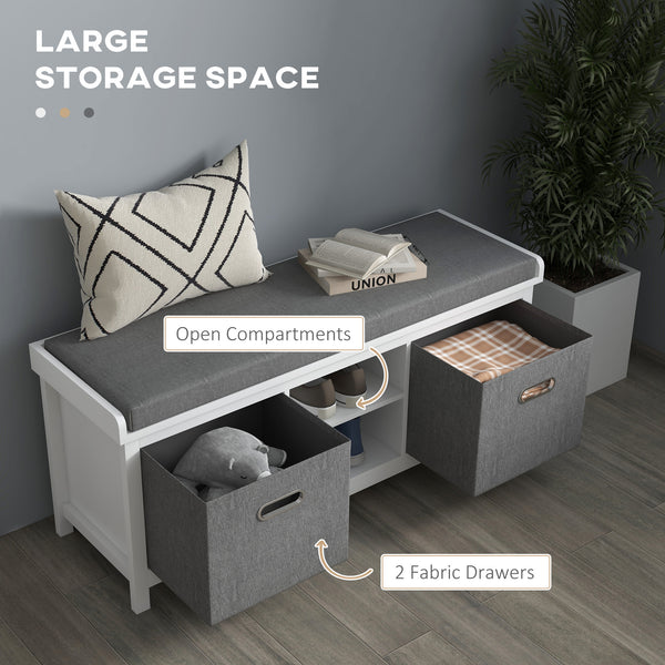 Banc de rangement à chaussures avec assise et tiroirs, blanc