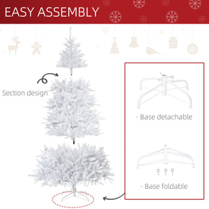 HOMCOM 7FT White Artificial Christmas Tree with 1823 Tips &amp; Foldable Stand - Perfect for Indoor Holiday Decor |