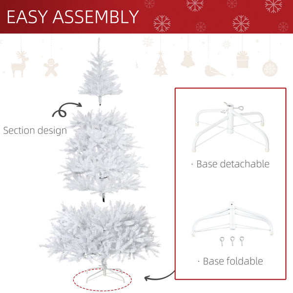 HOMCOM 7FT White Artificial Christmas Tree with 1823 Tips &amp; Foldable Stand - Perfect for Indoor Holiday Decor |