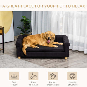 Canapé moderne pour animaux de compagnie de taille moyenne ou grande, avec coussin d'assise amovible, noir