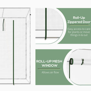 Garden greenhouse with steel frame, door and window