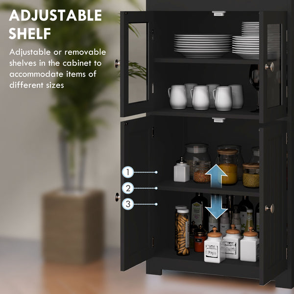Buffet avec étagère, 4 portes avec étagère réglable, noir