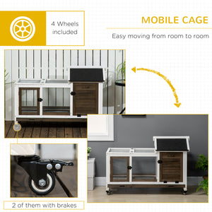 Cage à lapin avec roues, rampe, enclos et bac pour intérieur et extérieur