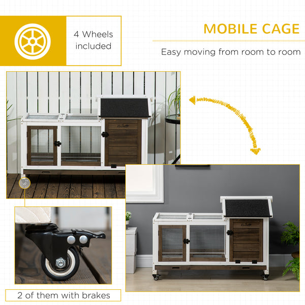 Cage à lapin avec roues, rampe, enclos et bac pour intérieur et extérieur