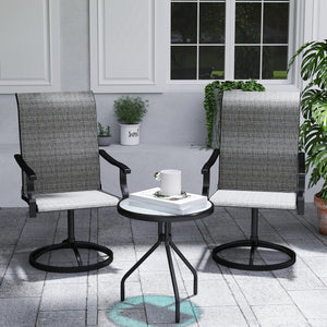 Lot de 2 chaises de salle à manger pivotantes d'extérieur, dossier haut et filet toutes saisons, gris