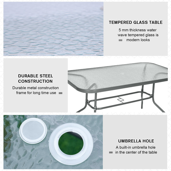 Table de jardin en métal avec trou pour parasol