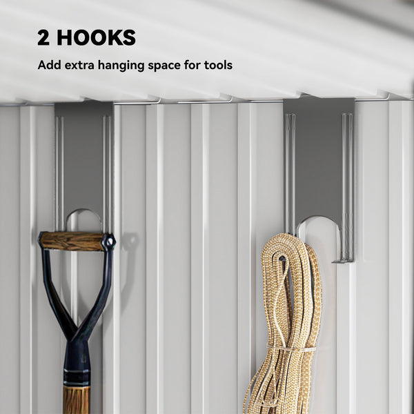 Abri de jardin en métal galvanisé avec kit de fondation, gris