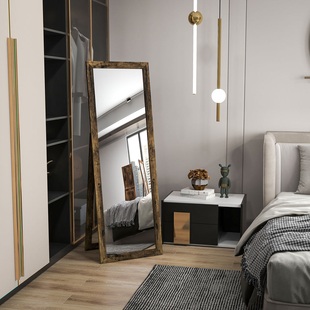 Miroir sur pied intégral, brun rustique