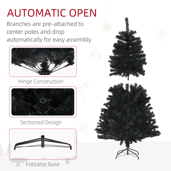 Sapins de Noël artificiels noir de 5 pieds avec ouverture automatique