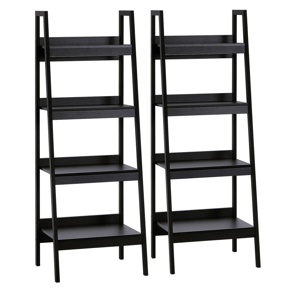 Lot de 2 étagères échelles à 4 niveaux, noir