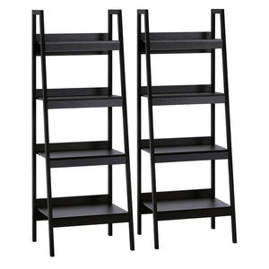 Lot de 2 étagères échelles à 4 niveaux, noir