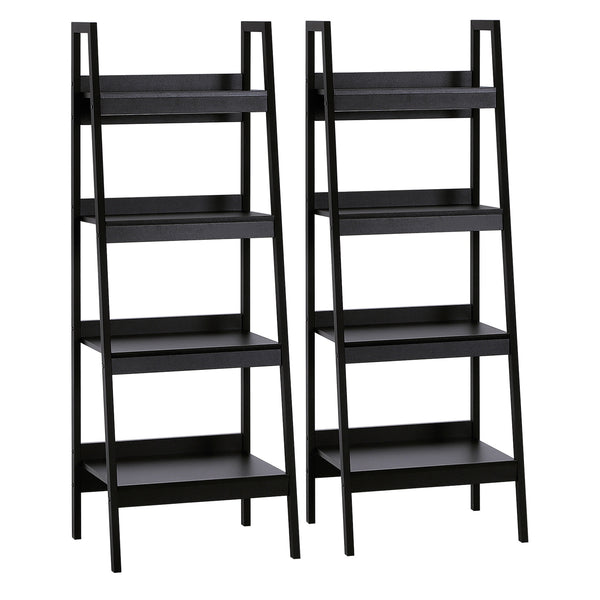 Lot de 2 étagères échelles à 4 niveaux, noir