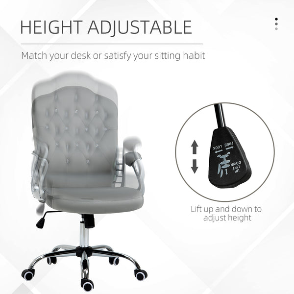 Chaise de bureau en velours avec roulettes pivotantes, grise