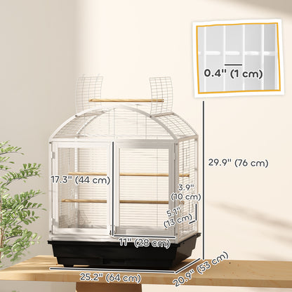 76cm Bird Cage with Removable Tray and Wheeled Stand, Dark Grey