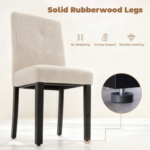 Ensemble de 4 chaises de salle à manger modernes avec pieds en bois d'hévéa et assise rembourrée, beige