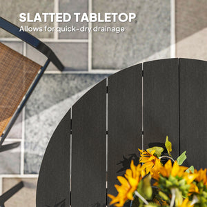 46.5" Outdoor Dining Table for 6, Round Picnic Table with Slatted Top for Balcony, Porch, Black
