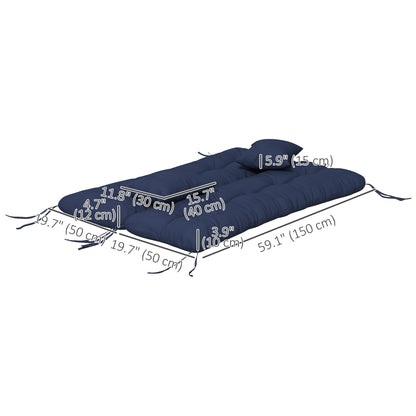 Lot de 4 coussins de dossier et d'assise de rechange avec attaches, bleu marine