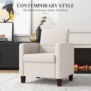 Fauteuil en tissu avec coussin d'assise et patins antidérapants, blanc crème