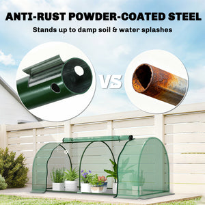 Portable mini greenhouse with zippered doors