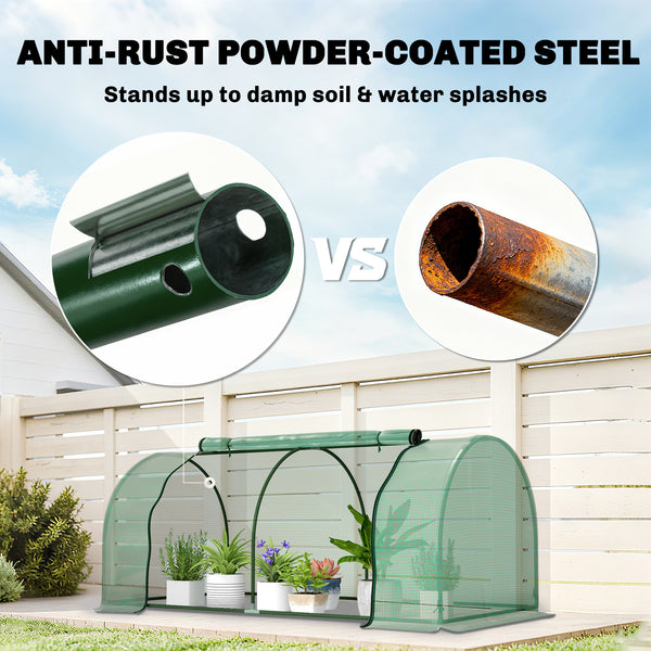 Portable mini greenhouse with zippered doors