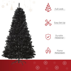 Sapin de Noël artificiel noir de 7 pieds