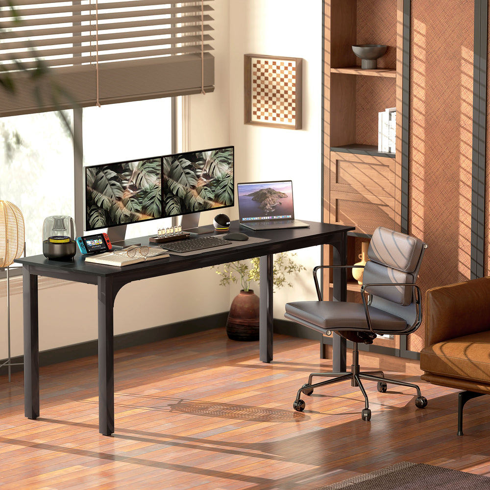 Bureau d'ordinateur avec pieds en métal, noir vieilli