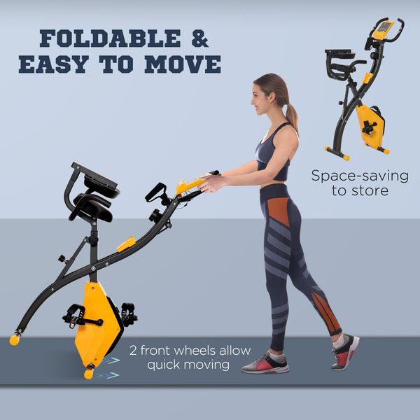 3-in-1 Folding Exercise Bike with 8-Level Magnetic Resistance, Yellow