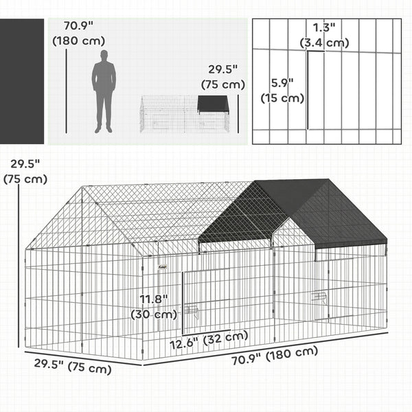Metal chicken coop with UV-resistant cover