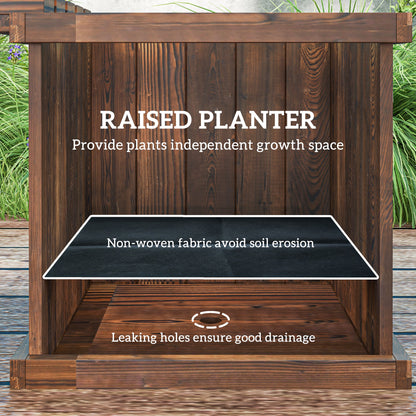 Outsunny Raised Garden Bench Planter for Patio and Park, 175 x 38 x 40 cm, Carbonized