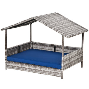 Lit pour chien en osier avec coussin pour intérieur/extérieur