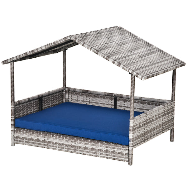 Lit pour chien en osier avec coussin pour intérieur/extérieur
