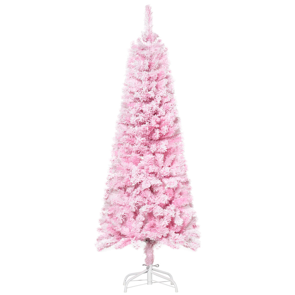 Sapin de Noël artificiel givré de neige de 5 pieds rose