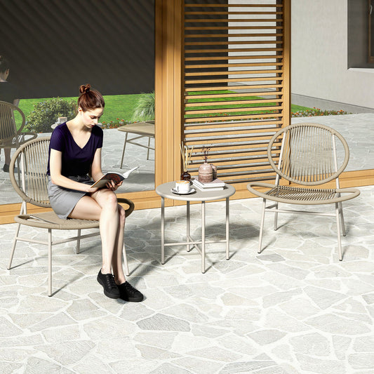 Rattan Bistro Set, 3 Piece Garden Furniture Set, Light Grey