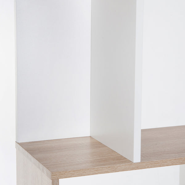 Bibliothèque géométrique à 5 niveaux avec séparateur, blanc