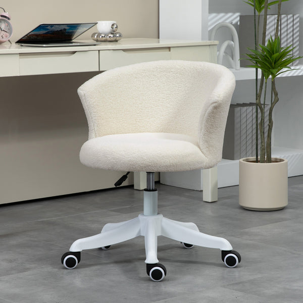 Soft, armless office chair with adjustable height, white