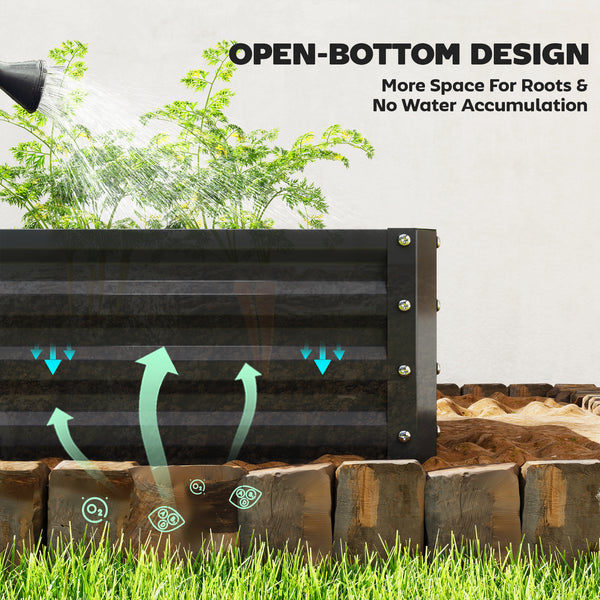 Jardinière surélevée galvanisée, noire