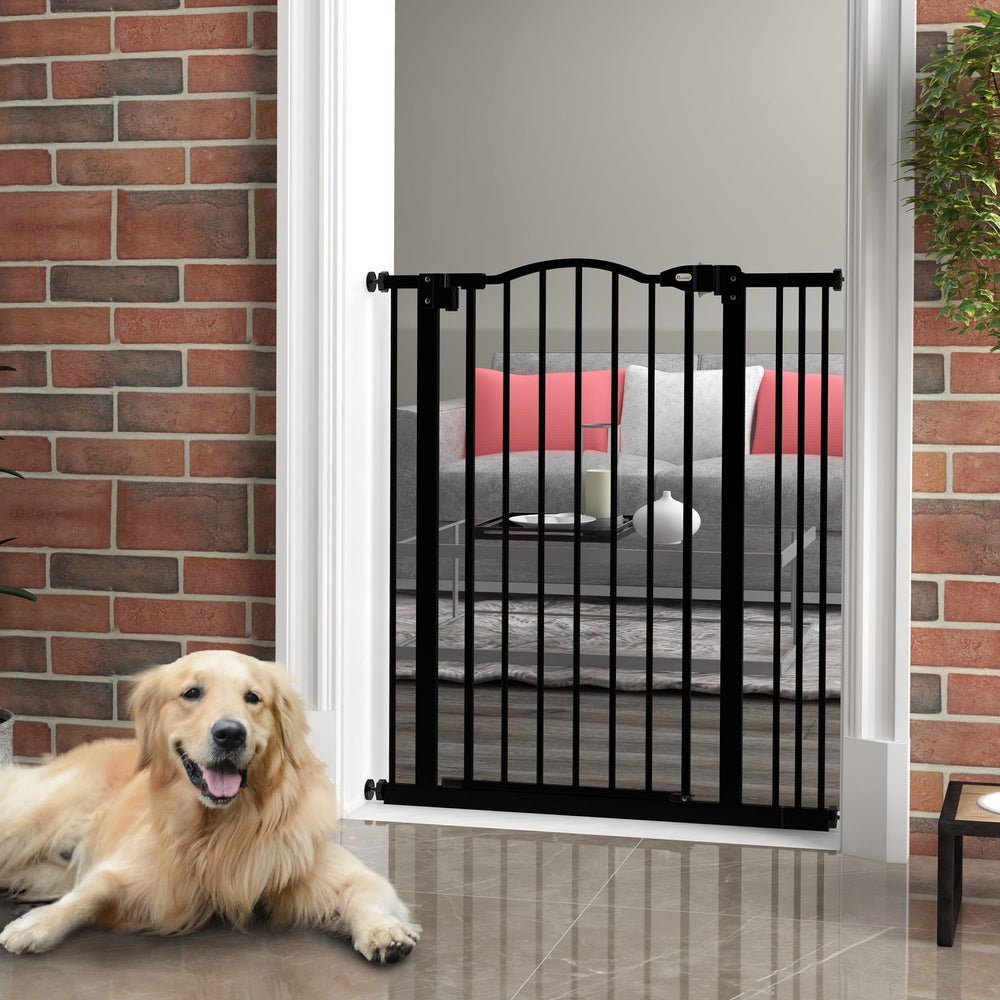 Barrière pour chien extra haute avec porte, noire
