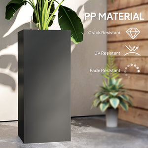 Outsunny 2 Pack Planter Box, 11 Inch Plastic Flower Pots with Water Level Indicator, Drainage Hole and Drain Plug, Dark Gray |