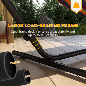 10' Hammock Stand with Side Tray, Hammock Chair Stand Only with Steel Frame, Black