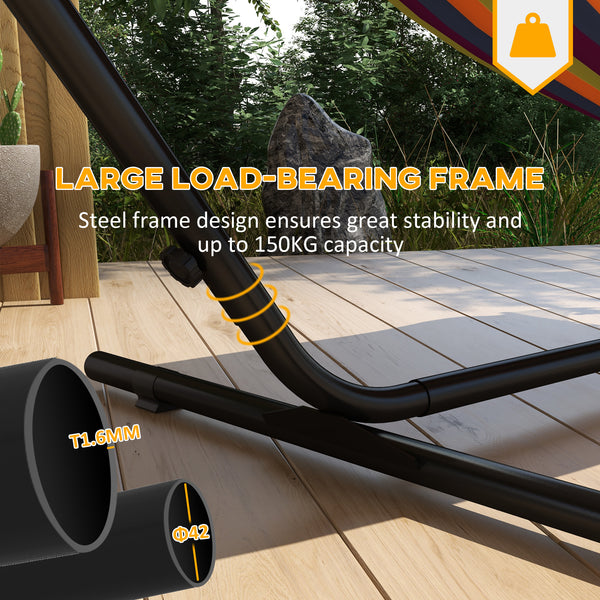 10' Hammock Stand with Side Tray, Hammock Chair Stand Only with Steel Frame, Black