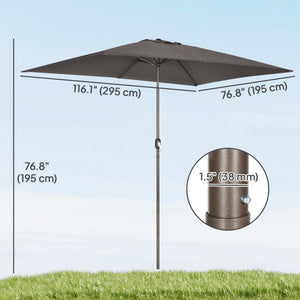 6.5 x 10 ft Rectangular Umbrella, Dark Gray