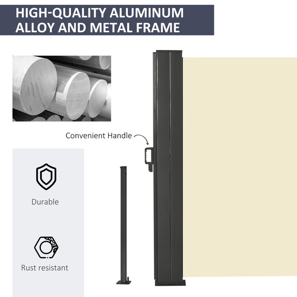 Mur d'intimité extérieur rétractable, blanc crème