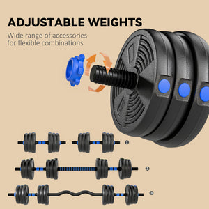 Soozier Adjustable Dumbbell Set, 3-in-1 Weights Dumbbell Set for Home Gym, 55lb Free Weights with Connector and Non-Slip Grip