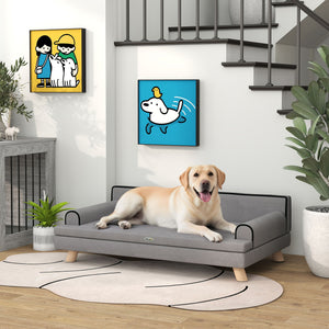 Canapé-lit surélevé pour chiens de taille moyenne et grande, gris clair