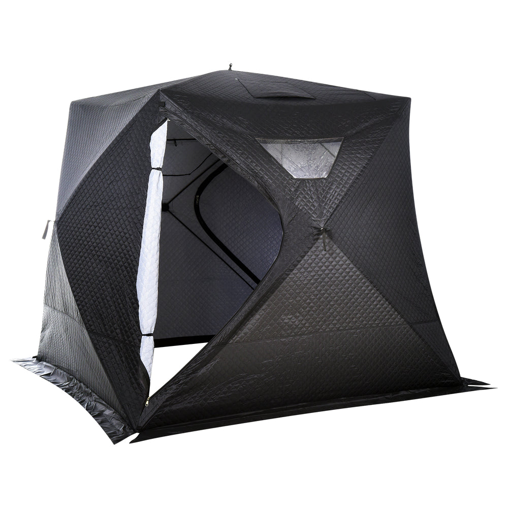 Pop-up ice fishing shelter for 4 people with carrying bag – Black