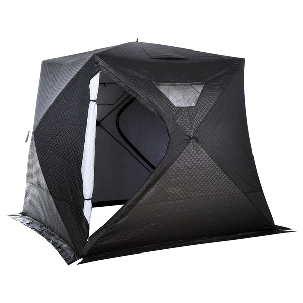 4-Person Insulated Ice Fishing Tent, Portable Ice Fishing Shelter with Ventilation Windows, Carry Bag, Two Doors and Anchors for Low-Temp -22℉
