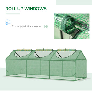 Portable mini tunnel greenhouse with 3 windows