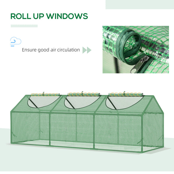 Portable mini tunnel greenhouse with 3 windows