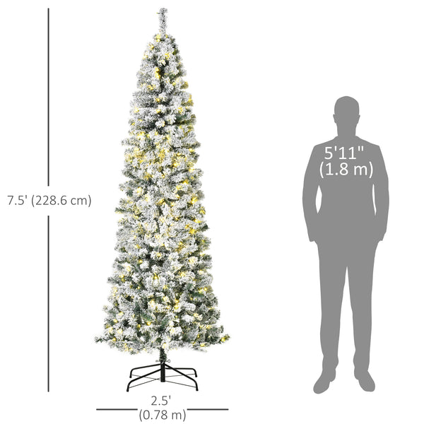 Sapin de Noël givré et pré-éclairé de 7,5 pieds