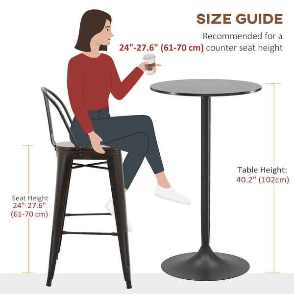 Modern round high bar table, black